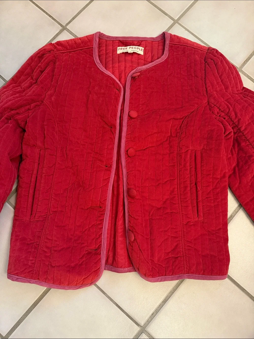 Free People Natalia Quilted Jacket In Sweet Heart